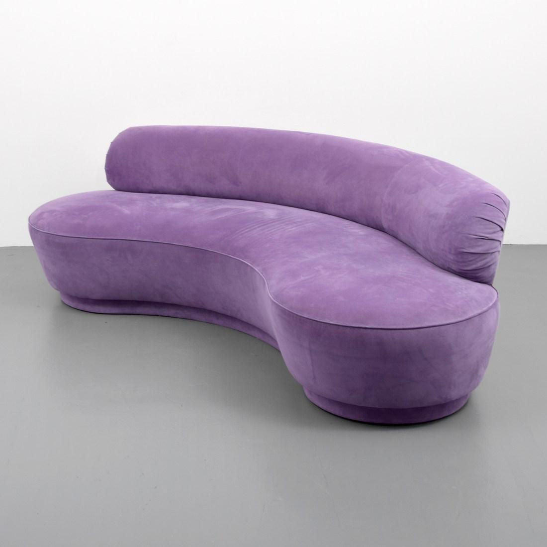 Vladimir Kagan "Cloud" Sofa: Designer/Artist; Manufacturer: Vladimir Kagan; Directional Markings/Notes: no marking(s) apparent Country of Origin & Materials: USA; appears to be suede/microfiber Additional Information: Video previ