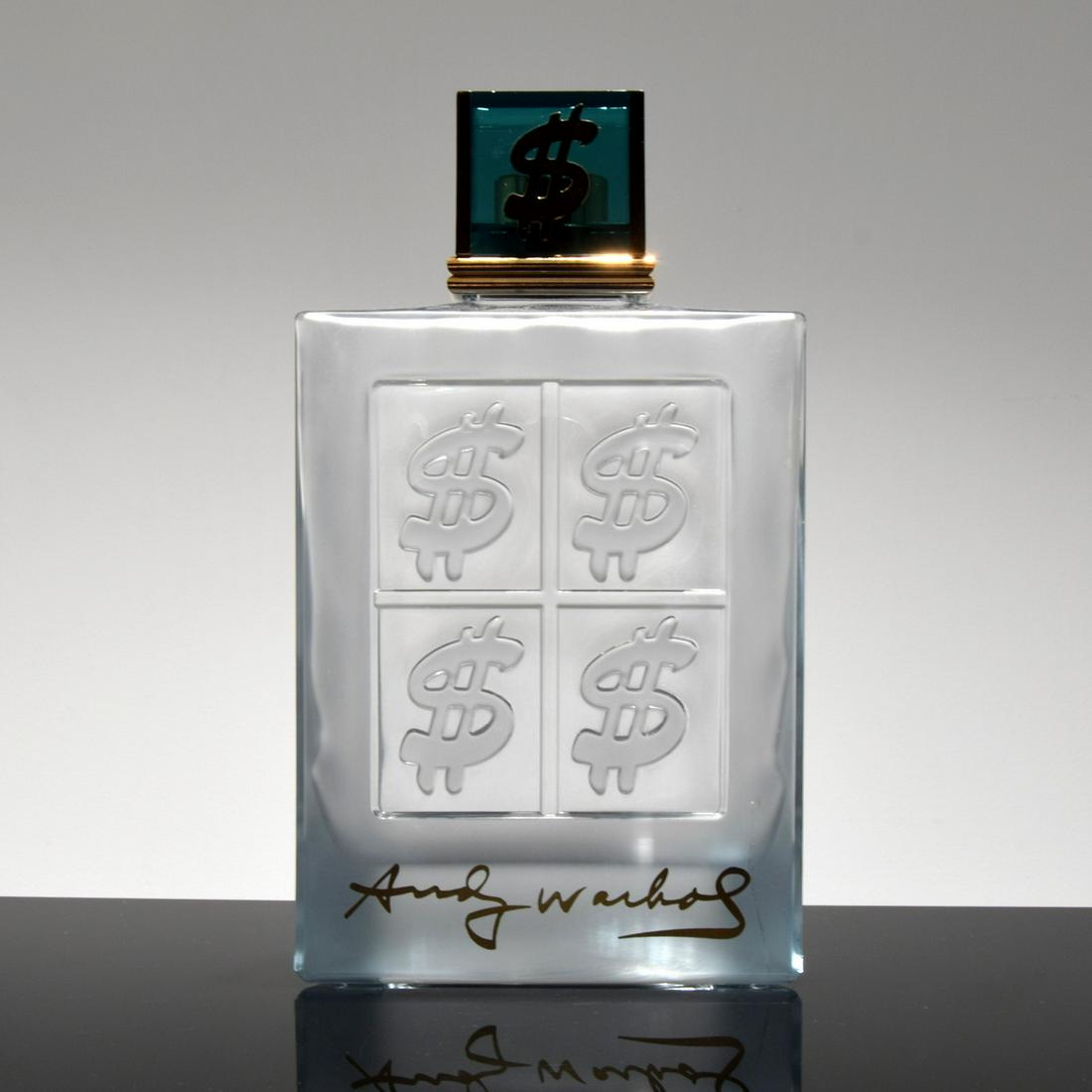 Large Andy Warhol (after) Glass Display Bottle: Artist/Designer; Manufacturer: Andy Warhol (after) Marking(s); notes: marking(s) Country of origin; materials: country of origin unknown; glass, plastic, metal Description: Bottle is a large display v