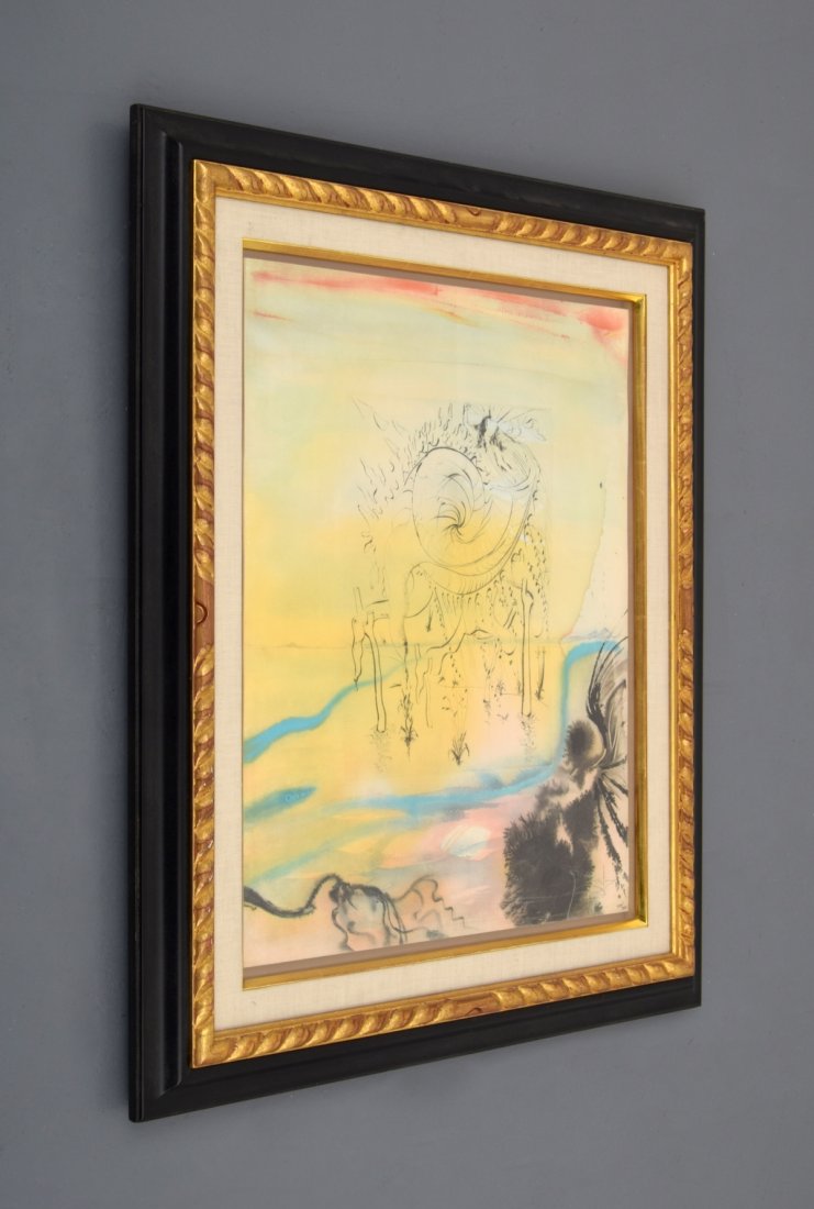 Salvador Dali "Moses Saved..." Lithograph, Signed Ed: Artist/Designer; Manufacturer: Salvador Dali (1904-1989) Marking(s); notes: signed; ed. 119/250; 1975 Country of origin; materials: Spanish; lithograph with engraving on soft glove sheepskin Descripti