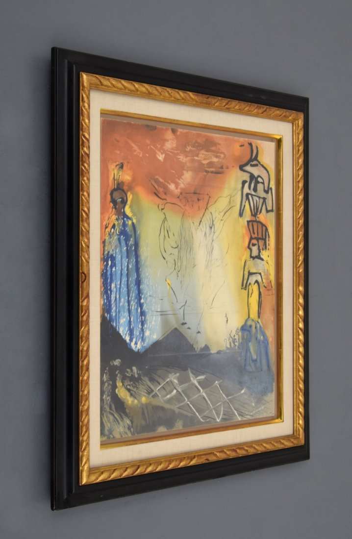 Salvador Dali "Nightmare of Moses" Lithograph, Signed E: Artist/Designer; Manufacturer: Salvador Dali (1904-1989) Marking(s); notes: signed; ed. 119/250; 1975 Country of origin; materials: Spanish; lithograph with engraving on soft glove sheepskin Descripti