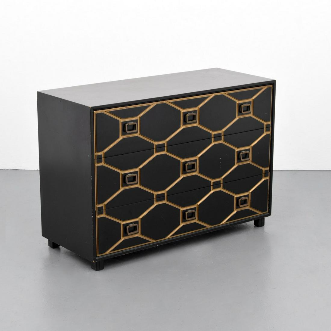 Dorothy Draper Chest/Cabinet: Artist/Designer; Manufacturer: Dorothy Draper; Heritage Henredon Marking(s); notes: label Country of origin; materials: USA; wood, brass Dimensions (H, W, D): 30.75"h, 44"w, 17"d Additional Informatio