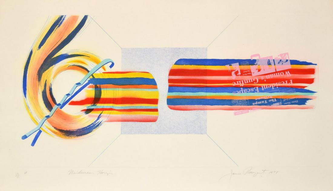 James Rosenquist "Windscreen Horizon" Print, Signed: Artist/Designer; Manufacturer: James Rosenquist (b. 1933) Marking(s); notes: signed, blind stamp; AP 14/15 for the edition of 78 (plus proofs as described on the artist's website); 1978 Country of ori
