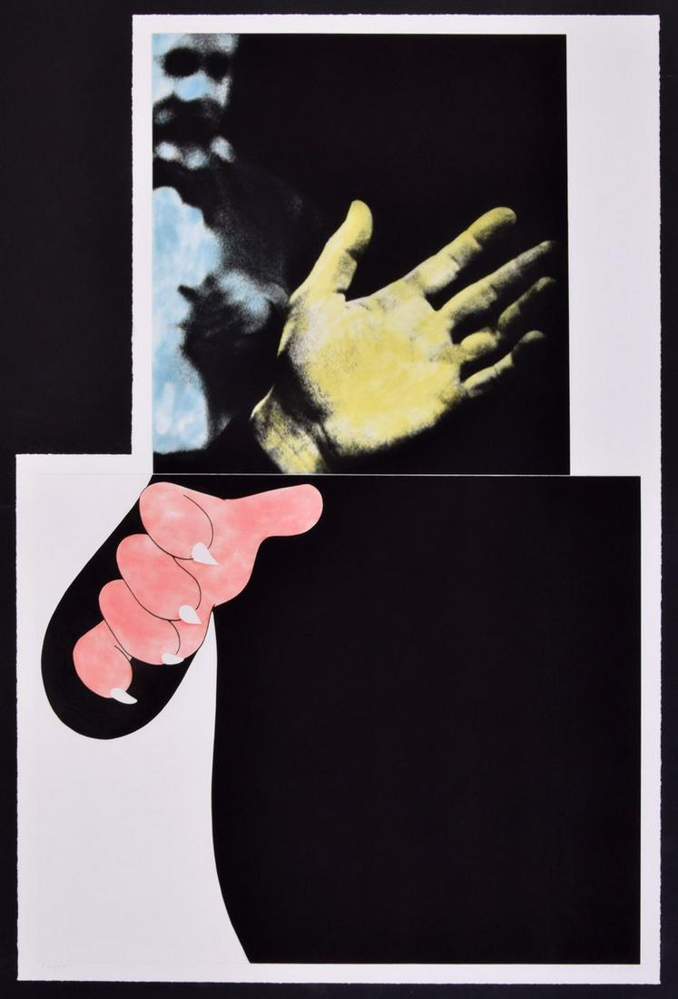 Large John Baldessari Photogravure/Aquatint, Signed: Artist/Designer; Manufacturer: John Baldessari (b. 1931) Marking(s); notes: signed, Branstead Studio blind stamp; ed. 32/45; 1989-1990 Country of origin; materials: American; photogravure with color a