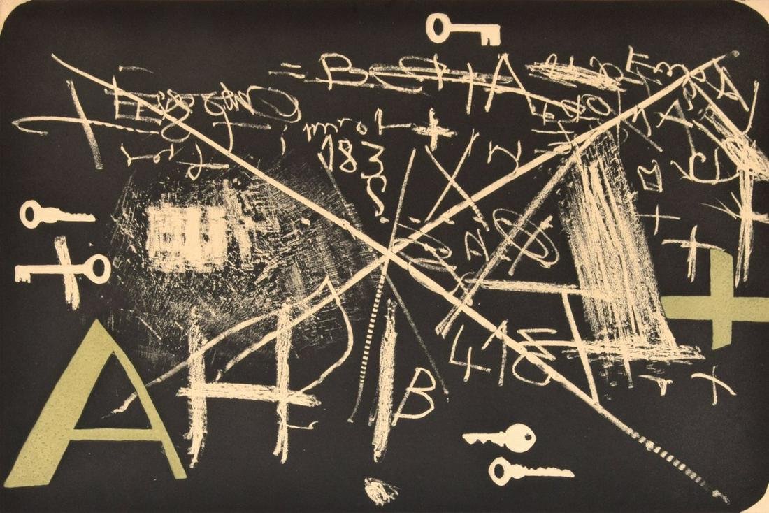 Antoni Tapies "Esperit Catalia II" Etching, Signed: Artist/Designer; Manufacturer: Antoni Tapies (1923-2012) Marking(s); notes: signed; ed. 29/75; 1974 Country of origin; materials: Spanish; etching with embossing on Guarro paper Dimensions (H, W, D):