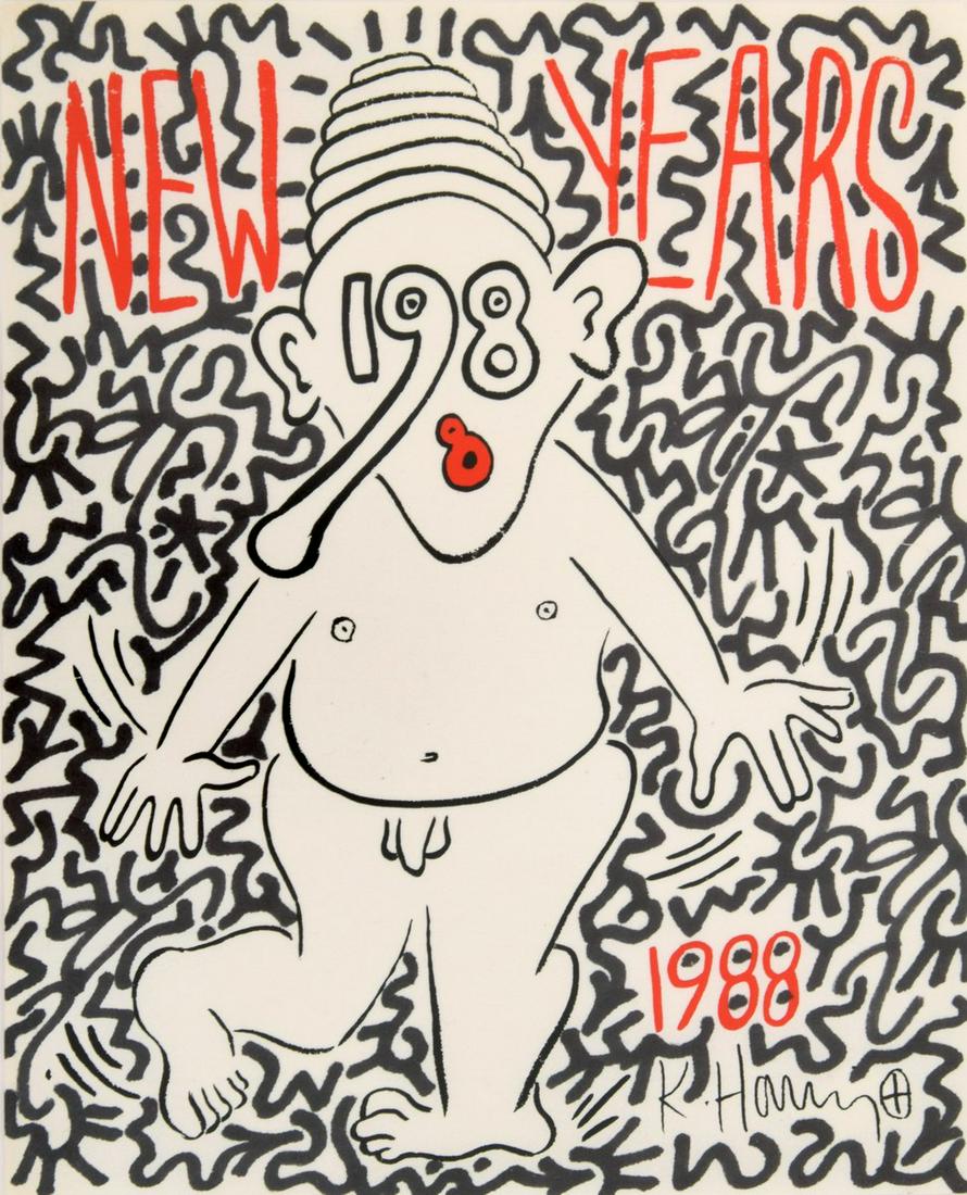 Keith Haring, LAII (Angel Ortiz) Embellished: Artist/Designer; Manufacturer: Keith Haring (American, 1958-1990) & LA II (Angel Ortiz) (American, b. 1967) Marking(s); notes: signed in plate; 1988 Country of origin; materials: American; screenprint
