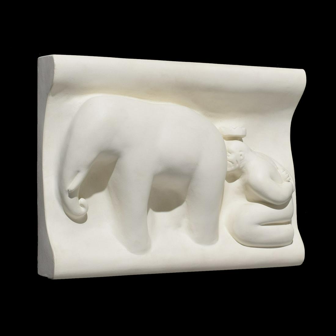 Tom Otterness "Humble King" Wall Relief: Artist/Designer; Manufacturer: Tom Otterness (b. 1952) Marking(s); notes: proof; 1982-1991 Country of origin; materials: American; cast plaster Dimensions (H, W, D): 10.5"h, 14"w, 2.25"d Additional In