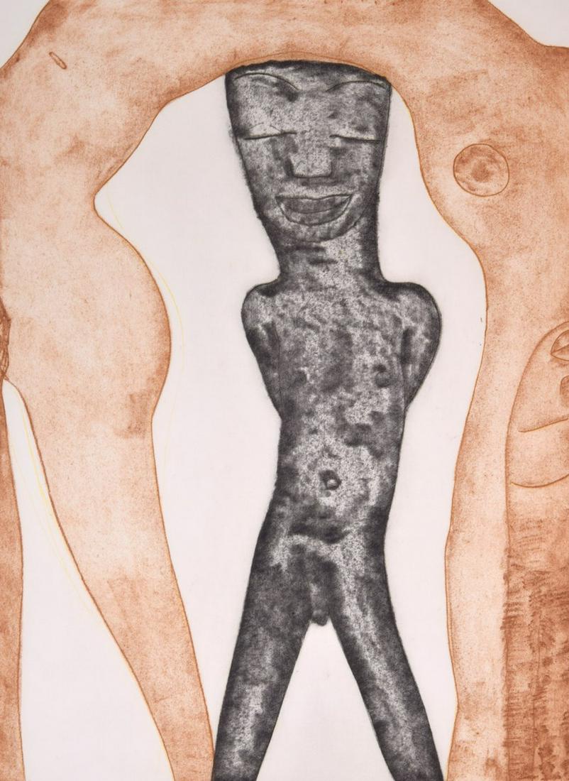 Francesco Clemente Aquatint, Signed Edition (Two: Artist/Designer; Manufacturer: Francesco Clemente (b. 1952) Marking(s); notes: signed; AP 7/12 Country of origin; materials: Italian; aquatint on paper Dimensions (H, W, D): 32"h, 24.25"w; 35.5"h, 27"