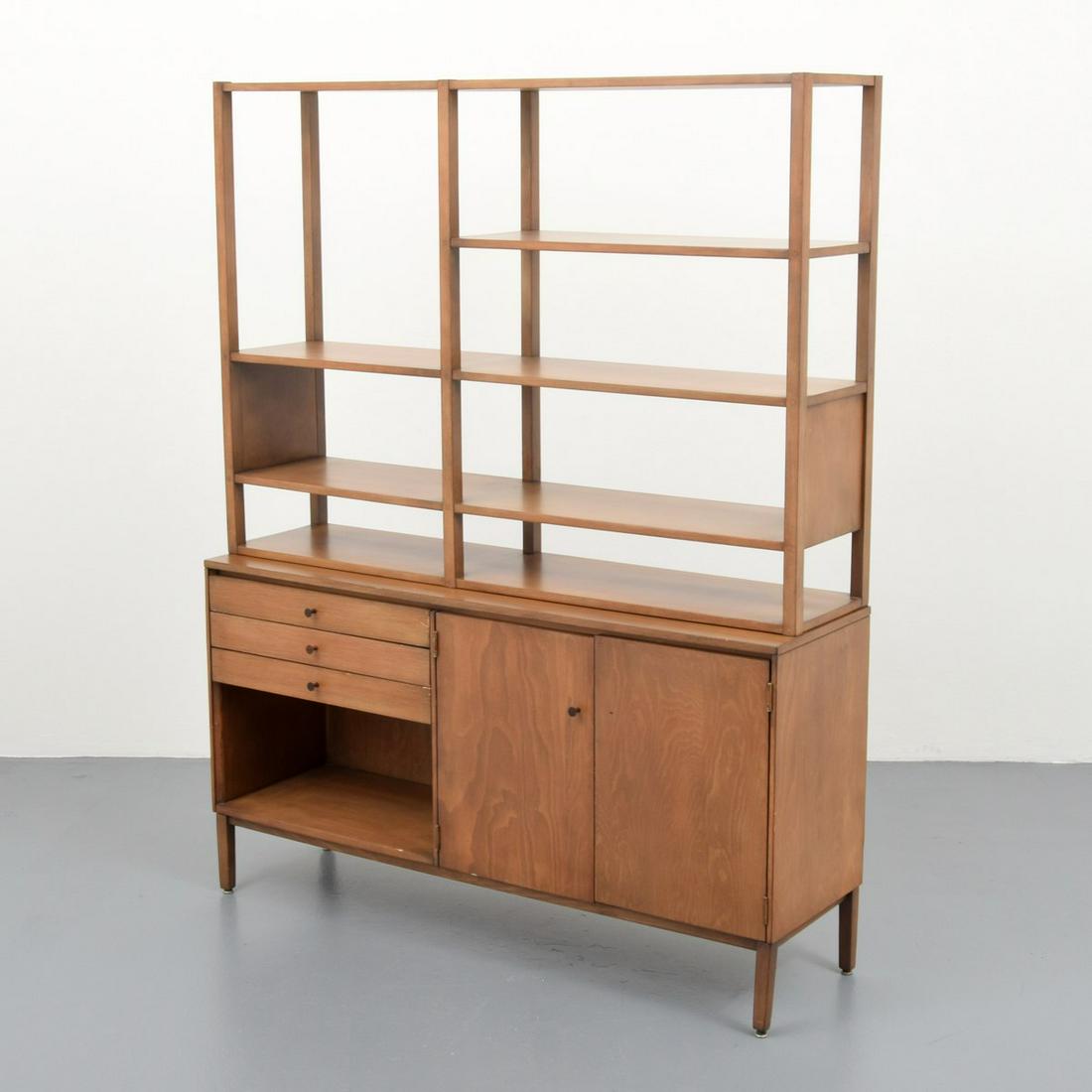Paul McCobb Room Divider/Cabinet: Artist/Designer; Manufacturer: Paul McCobb; Winchendon Furniture Company Marking(s); notes: Paul McCobb/Winchendon label Country of origin; materials: USA; maple, metal Dimensions (H, W, D): 68.5"h, 5