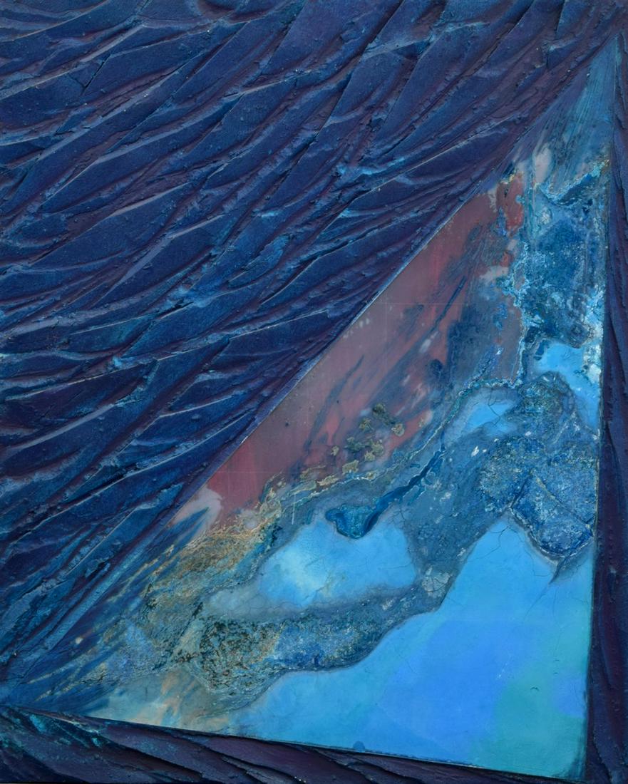Large Laddie John Dill Mixed Media Painting: Artist/Designer; Manufacturer: Laddie John Dill (b.1943) Marking(s); notes: signed; 1990 Country of origin; materials: American; mixed media on board Dimensions (H, W, D): 60.5"h, 48"w Additional Info
