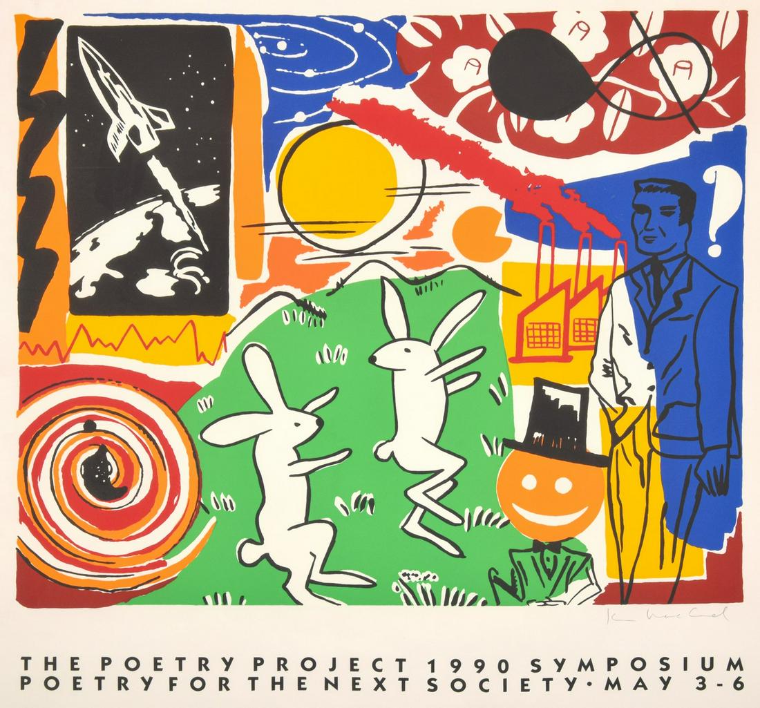 Kim MacConnel Poetry Project Poster, Limited Edition: Artist/Designer; Manufacturer: Kim MacConnel (b. 1946) Marking(s); notes: signed; from the edition of 125; 1990 Country of origin; materials: American; color screenprint on paper Dim