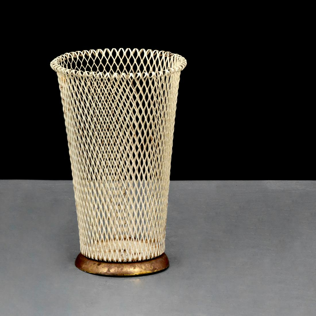 Wastebasket, Manner of Mathieu Mategot: Artist/Designer; Manufacturer: Mathieu Mategot, manner of Marking(s); notes: no marking(s) apparent Country of origin; materials: country of origin unknown; enameled metal, metal Di