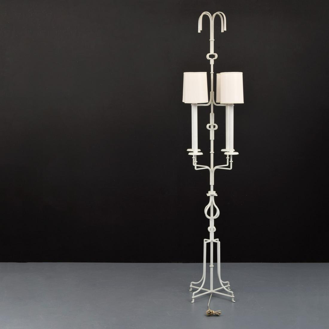 Monumental Tommi Parzinger Floor Lamp, 132"H: Artist/Designer; Manufacturer: Tommi Parzinger; Parzinger Originals Marking(s); notes: no marking(s) apparent Country of origin; materials: USA; enameled metal Dimensions (H, W, D):