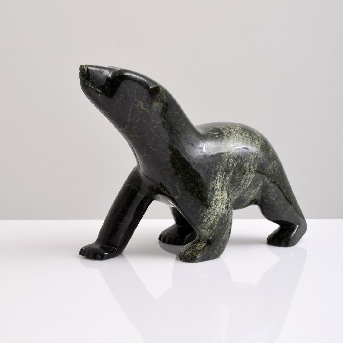 Peter Parr "Polar Bear" Sculpture: Artist/Designer; Manufacturer: Peter Parr (1970-2012) Marking(s); notes: marking(s) (to underside of foot, illegible) Country of origin; materials: Inuit; stone Dimensions (H, W, D):