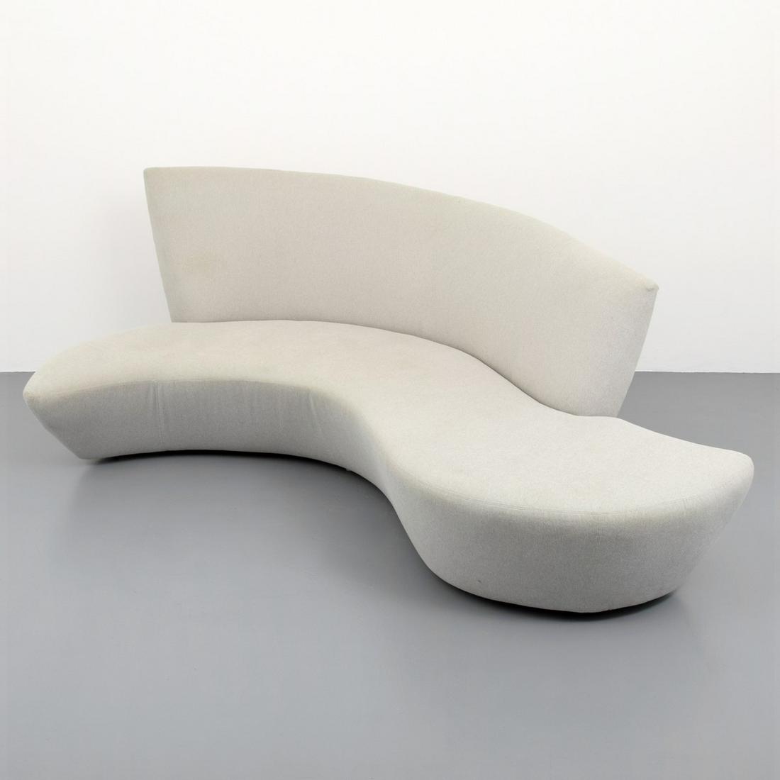 Vladimir Kagan "Bilboa" Sofa: Artist/Designer; Manufacturer: Vladimir Kagan; Weiman Preview Marking(s); notes: Weiman label Country of origin; materials: USA; microfiber/microsuede-type upholstery, plastic Dimens