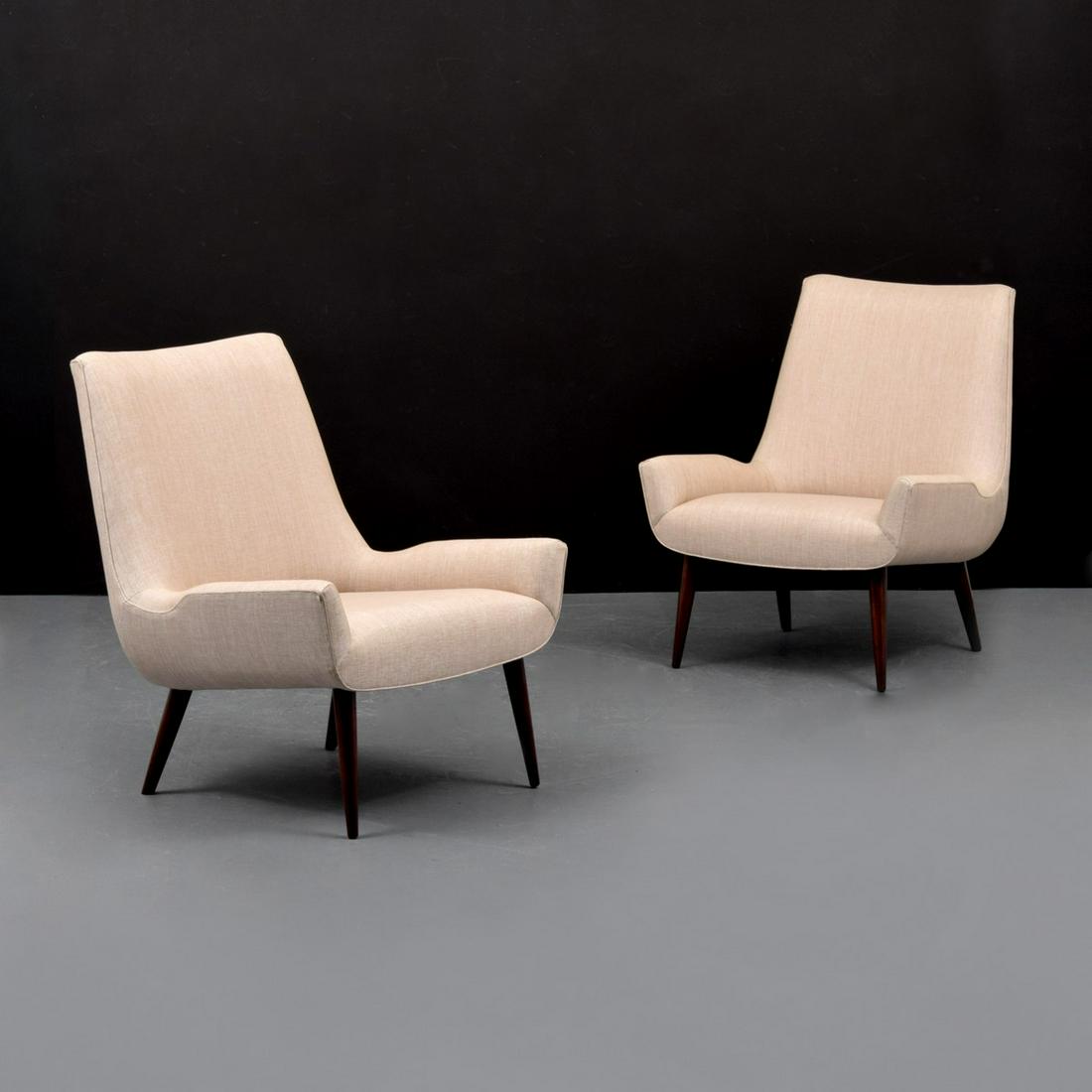 Pair of Lounge Chairs, Manner of Paolo Buffa: Artist/Designer; Manufacturer: Paolo Buffa, manner of Marking(s); notes: no marking(s) apparent Country of origin; materials: country of origin unknown; wood, upholstery Dimensions (