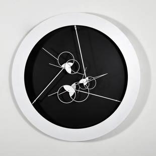 Large Pedro de Movellan Kinetic Sculpture: Artist/Designer; Manufacturer: Pedro S. de Movellan (b. 1967) Marking(s); notes: no marking(s) apparent Country of origin; materials: American; metal, enameled metal, plastic Dimensi