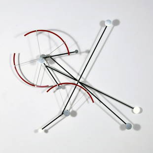 Pedro S. de Movellan Kinetic Sculpture: Artist/Designer; Manufacturer: Pedro S. de Movellan (b. 1967) Marking(s); notes: signed Country of origin; materials: American; metal, enameled metal Dimensions (H, W, D): 3
