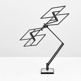Pedro S. de Movellan Kinetic Sculpture: Artist/Designer; Manufacturer: Pedro S. de Movellan (b. 1967) Marking(s); notes: signed; 2004 Country of origin; materials: American; painted aluminum, stainless steel, Lexan Dimensi