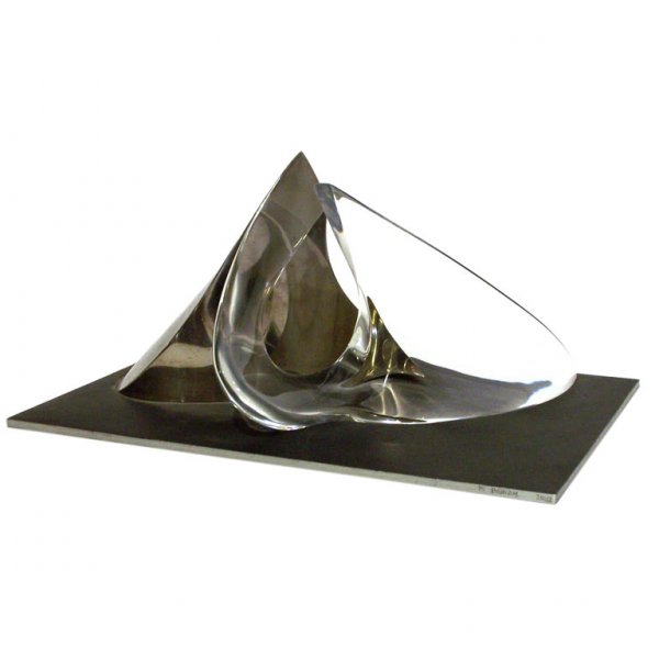 Marty Ingram Sculpture: Designer & Manufacturer: Marty Ingram Country of Origin & Materials: USA, metals/lucite Additional Information & Circa: Sculpture by Marty Ingram, 'Position #12', signed. Modernist form in mixed metal