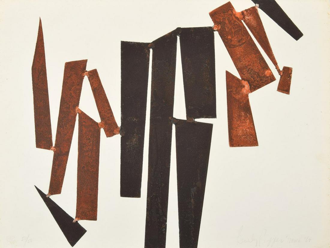 Beverly Pepper Abstract Relief Etching, Signed Edition: Artist/Designer; Manufacturer: Beverly Pepper (1922-2020) Marking(s); notes: signed, MG 1879, blind stamp; ed. 50/50; 1964 Country of origin; materials: American; etching Dimensions (H, W, D): 18.75"h