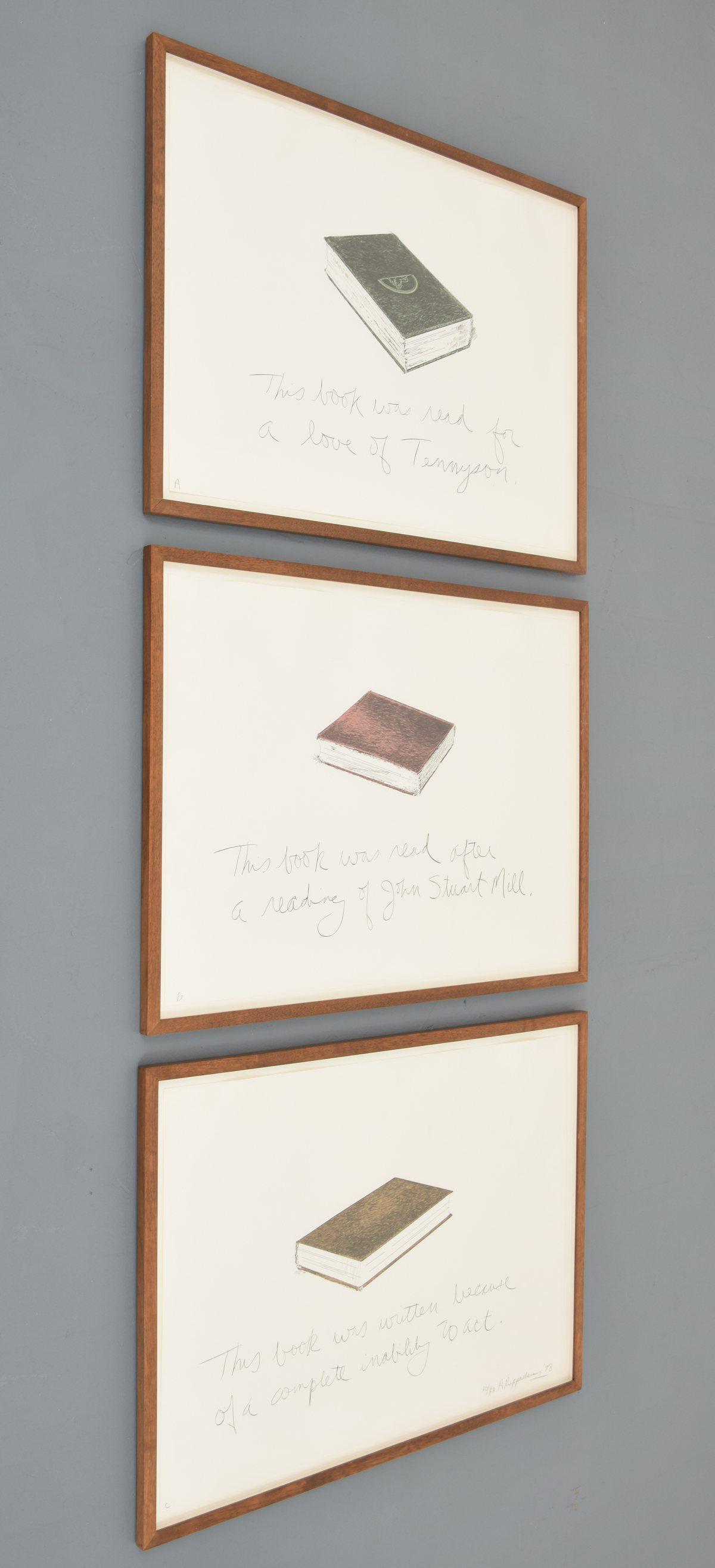 Allen Ruppersberg Lithograph Triptych, Signed Editions: Artist/Designer; Manufacturer: Allen Ruppersberg (b. 1944) Marking(s); notes: signed; ed. 40/43; 1978 Country of origin; materials: American; lithographs printed from aluminum plates on Rives Offset p