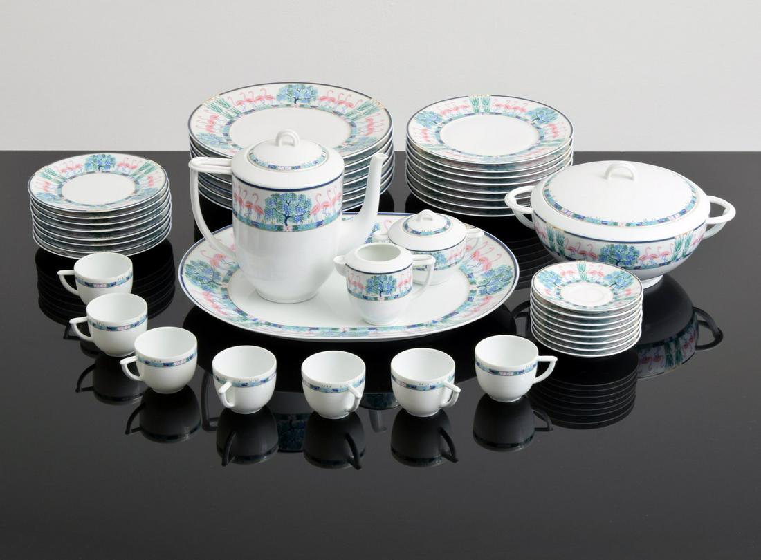 42 Piece Bernardaud Limoges Dinnerware, Paige Rense: Artist/Designer; Manufacturer: Bernardaud Limoges Marking(s); notes: signed, marking(s) Country of origin; materials: France; porcelain Dimensions (H, W, D): varies Additional Information: Set is the