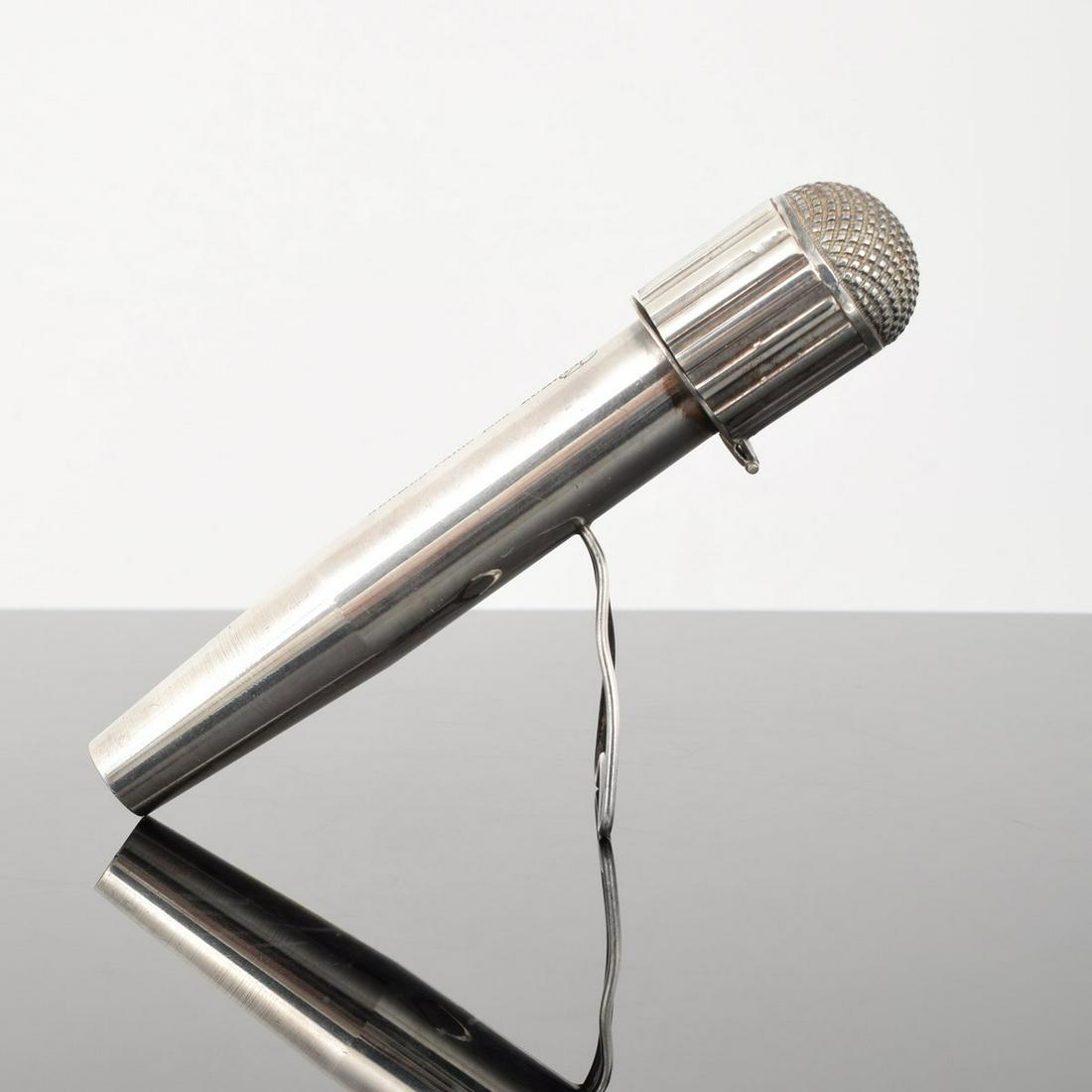 Hermes Microphone Box/Ashtray: Artist/Designer; Manufacturer: Hermes Marking(s); notes: signed, marking(s) Country of origin; materials: France; silverplate Dimensions (H, W, D): 4"h, 5.5"w, 1.25"d Additional Information: Collectib