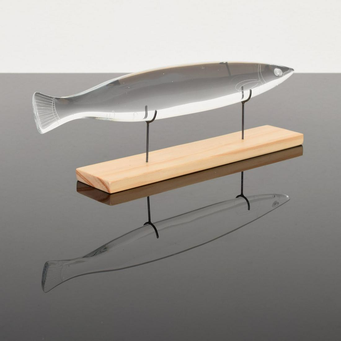 Francois-Xavier Lalanne "Barracuda" Letter Opener: Artist/Designer; Manufacturer: Francois-Xavier Lalanne (1927-2008); Baccarat Marking(s); notes: signed, marking(s) Country of origin; materials: French; crystal, brass, fruitwood, box Dimensions (H, W