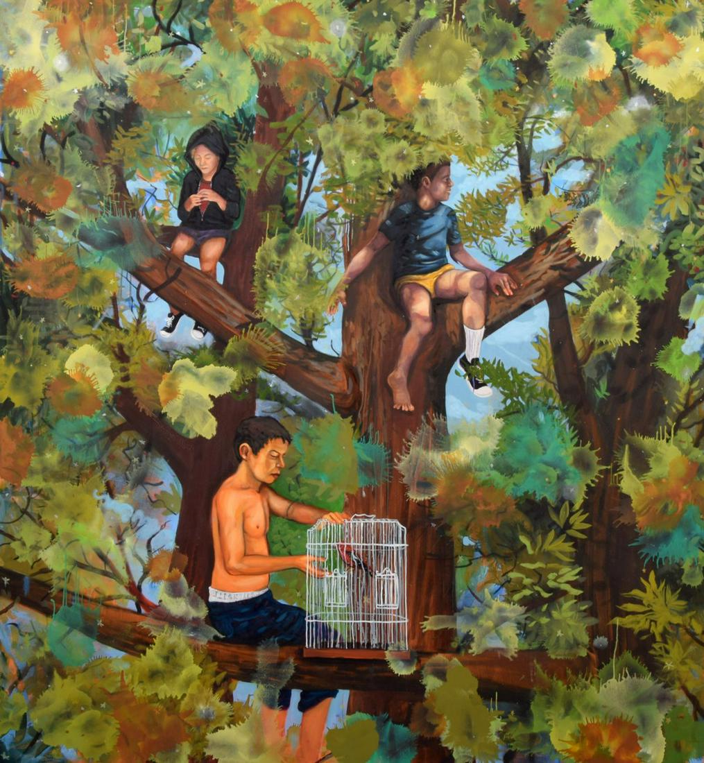 Large Christian Curiel Painting: Artist/Designer; Manufacturer: Christian Curiel (b. 1977) Marking(s); notes: signed; 2005 Country of origin; materials: Cuban/American; oil on canvas Dimensions (H, W, D): 72"h, 66"w Additional Inform