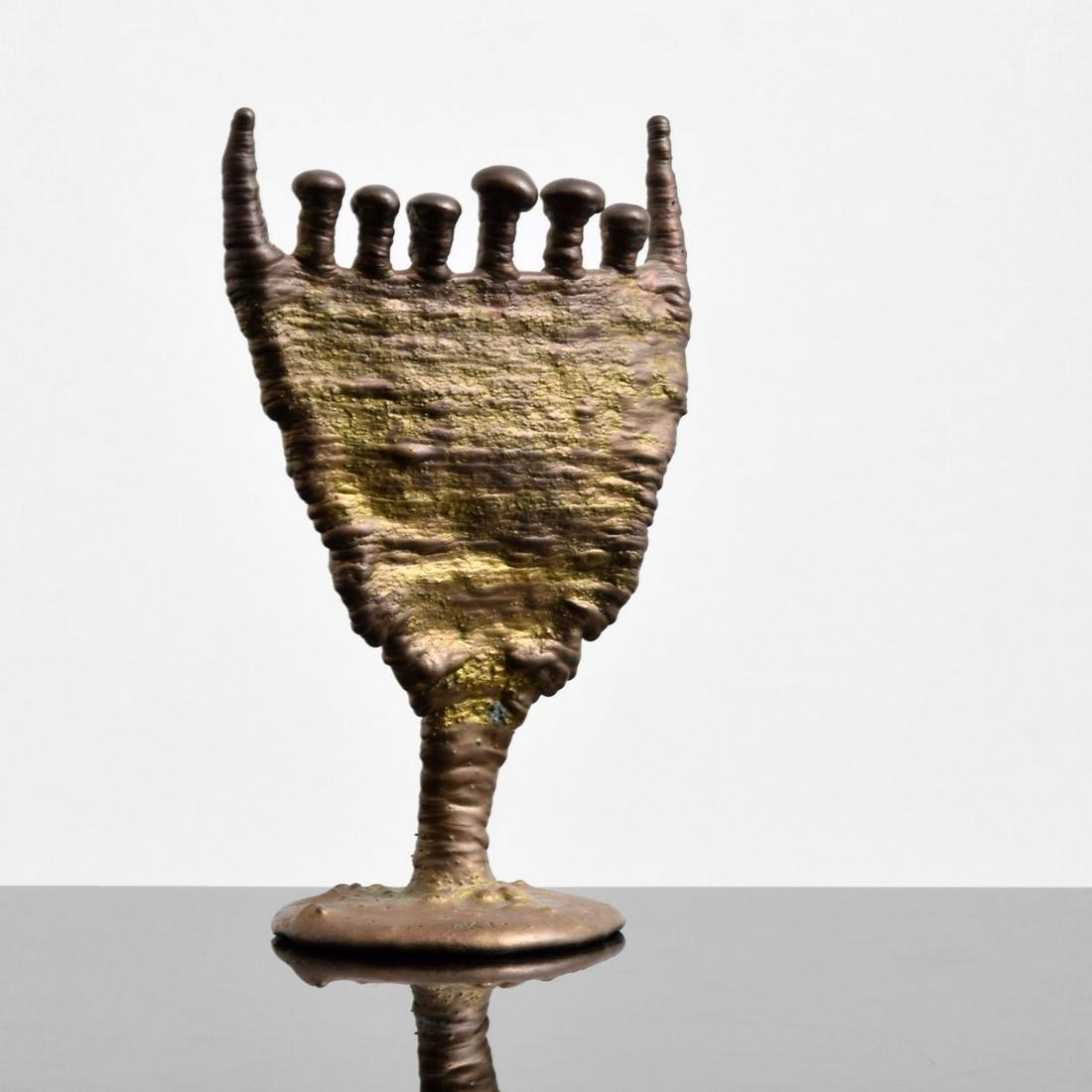 Klaus Ihlenfeld Organic-Form Brass Sculpture: Artist/Designer; Manufacturer: Klaus Ihlenfeld (b. 1934) Marking(s); notes: initialed KI Country of origin; materials: German/American; sculpted brass Dimensions (H, W, D): 7"h, 4.25"w, 3.75"d Additio