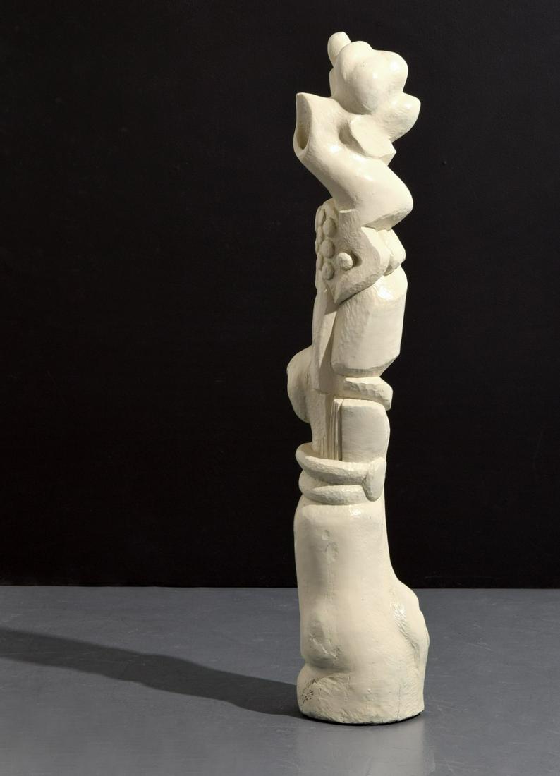 Large Robert Lohman Sculpture, 42"H: Artist/Designer; Manufacturer: Robert Lohman (1911-2001) Marking(s); notes: signed; 1985 Country of origin; materials: American; carved and painted wood Dimensions (H, W, D): 42.5"h, 8"dia Additional