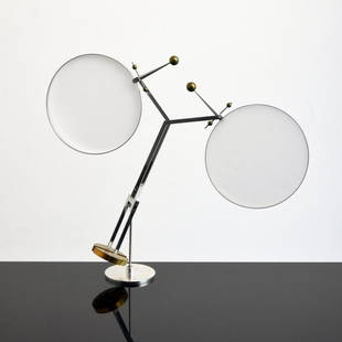 Pedro S. de Movellan Kinetic Sculpture: Artist/Designer; Manufacturer: Pedro S. de Movellan (b. 1967) Marking(s); notes: signed; 2002 Country of origin; materials: American; mixed metals, fabric material Dimensions (H, W, D): 23"h, 22"w, 4"
