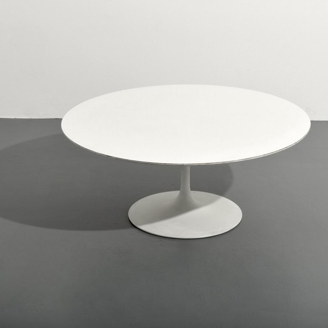 Eero Saarinen "Tulip" Coffee Table: Artist/Designer; Manufacturer: Eero Saarinen; Knoll Marking(s); notes: no marking(s) apparent Country of origin; materials: USA; metal, mica Dimensions (H, W, D): 15"h, 36"dia Additional Information: 