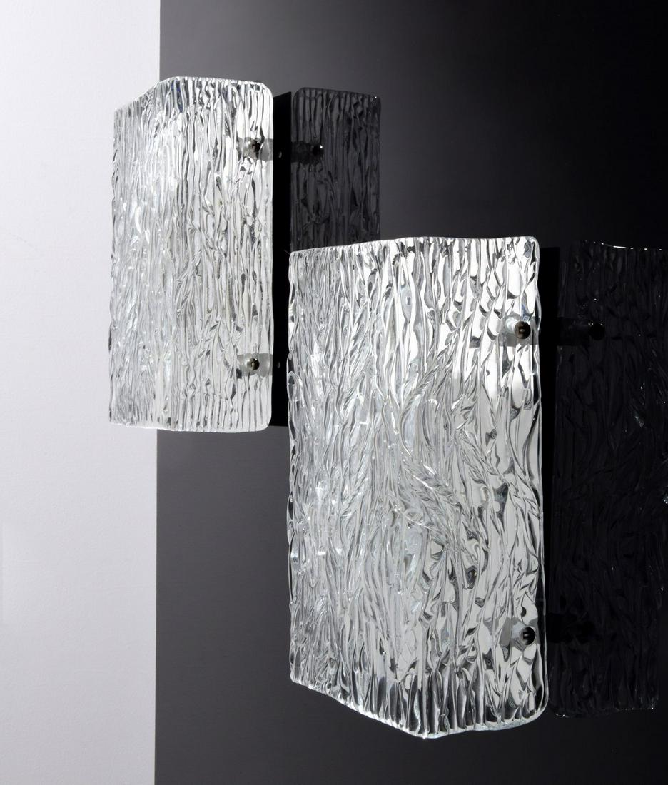 Pair of Murano Sconces, Manner of Barovier & Toso: Artist/Designer; Manufacturer: Barovier & Toso, manner of Marking(s); notes: no marking(s) apparent Country of origin; materials: Italy; glass, metal Dimensions (H, W, D): 12.75"h, 8.25"w, 5"d Additio