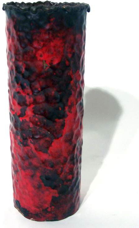 Marcello Fantoni Vase: Designer & Manufacturer: Marcello Fantoni; Raymor Country of Origin & Materials: Italy; metal Additional Information & Circa: Brutalist vase by Marcello Fantoni (1915-), hand pounded, enameled surface