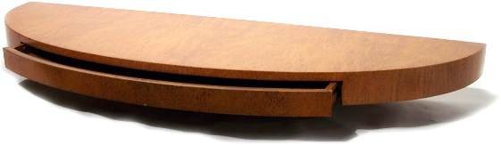 Dunbar Console, Wall Mounted: Designer & Manufacturer: Dunbar Country of Origin & Materials: USA; Birch Burlwood Additional Information & Circa: One drawer, wall mounted, console by Dunbar, label. Beautiful graining, style #4905; 