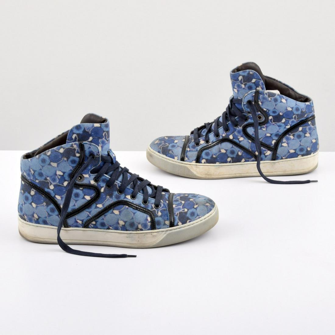 Lanvin Canvas Printed Men's Sneakers: Artist/Designer; Manufacturer: Lanvin Marking(s); notes: marking(s) Country of origin; materials: see detail photos Dimensions (H, W, D): marked size 8 UK (9 US) Additional Information: Sneakers are b