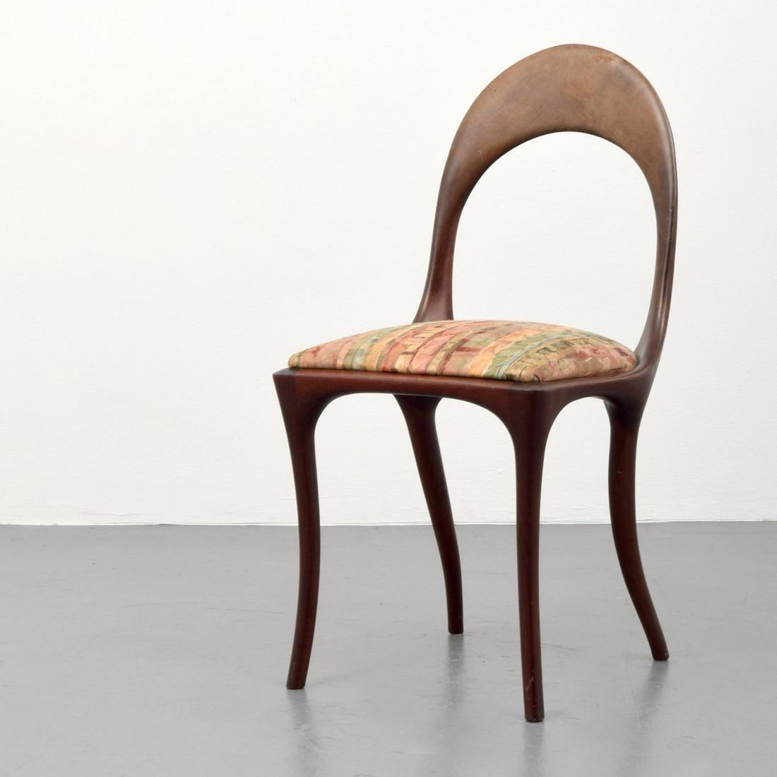 Roberto Lazzeroni "Fuzzy Duck" Side Chair: Artist/Designer; Manufacturer: Roberto Lazzeroni; Ceccotti Collezioni Marking(s); notes: no marking(s) apparent Country of origin; materials: Italy; American walnut, plywood, upholstery Dimensions (H,