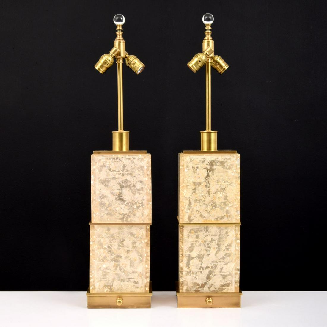 Pair of Fractal Resin Lamps, Manner of Pierre Giraudon: Artist/Designer; Manufacturer: Pierre Giraudon, manner of Marking(s); notes: no marking(s) apparent Country of origin; materials: country of origin unknown; brass, resin Dimensions (H, W, D): 29.5"h,