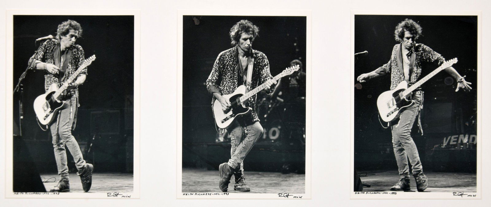 3 Bob Gruen Photos of Keith Richards, Rolling Stones: Artist/Designer; Manufacturer: Bob Gruen (b. 1945) Marking(s); notes: signed, marking(s); shot 1993, printed 2005 Country of origin; materials: American; photographic prints Dimensions (H, W, D): 9.5"