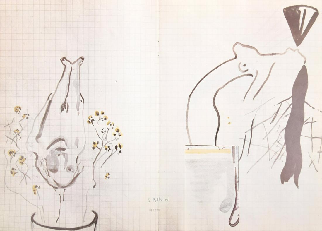 Sigmar Polke "Blumenkopf" Lithograph, Signed Edition: Artist/Designer; Manufacturer: Sigmar Polke (1941-2010) Marking(s); notes: signed; ed. 29/120; 1985 Country of origin; materials: German; offset lithograph Dimensions (H, W, D): 19.75"h, 27.5"w Additi