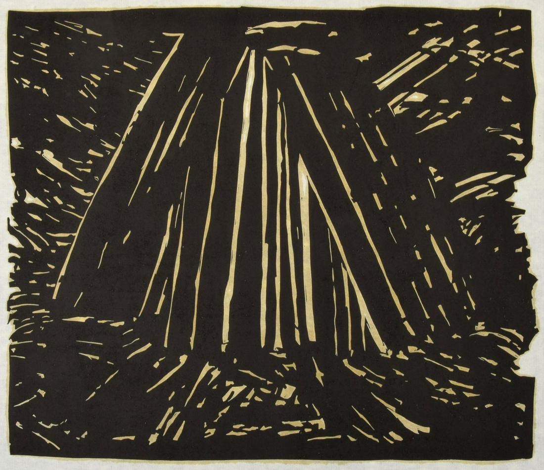 Martha Diamond Woodcut Print: Artist/Designer; Manufacturer: Martha Diamond (b. 1944) Marking(s); notes: no marking(s) apparent; ed. 16/24 per consignor records Country of origin; materials: American; woodcut Dimensions (H, W, D):