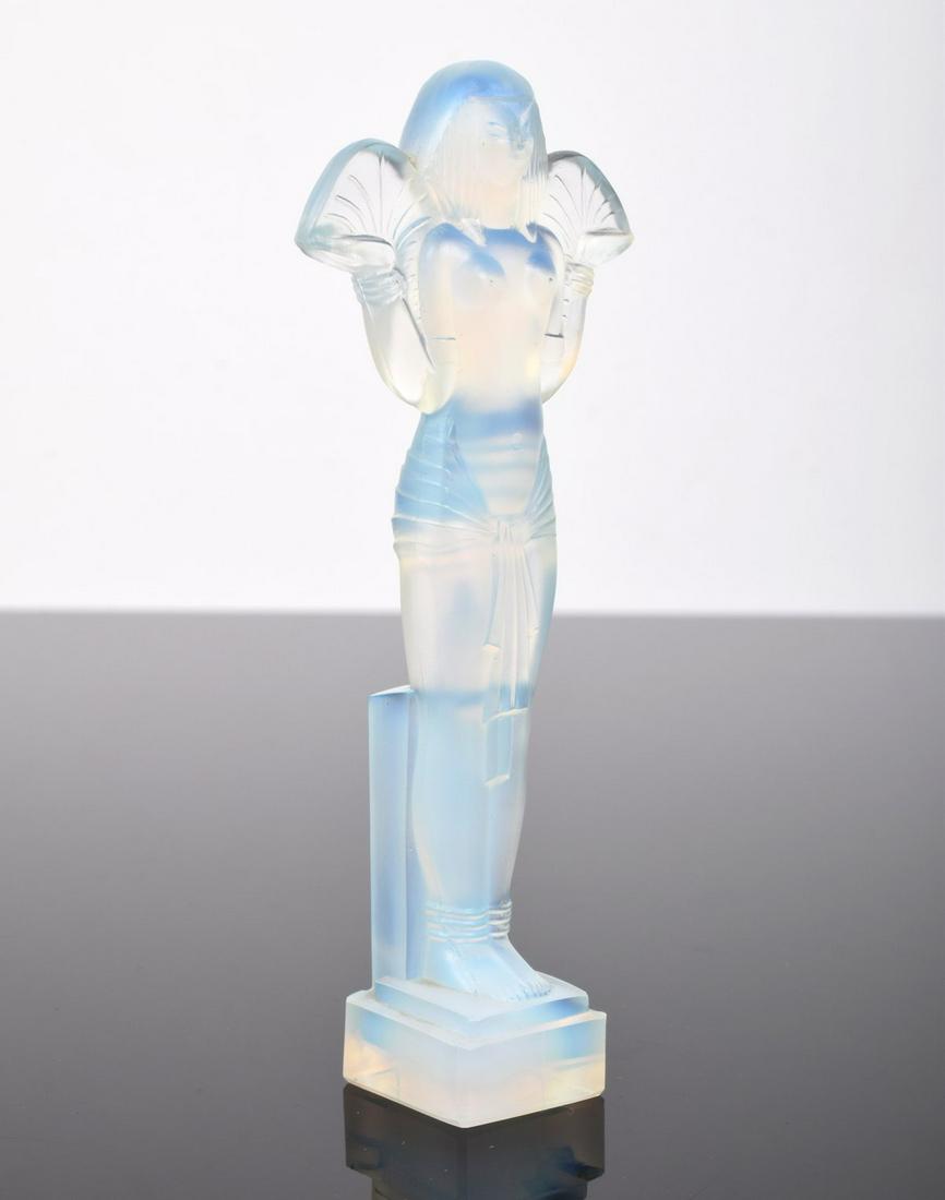 Sabino Art Deco Style Figurine/Sculpture: Artist/Designer; Manufacturer: Sabino Marking(s); notes: signed, marking(s) Country of origin; materials: France; glass Dimensions (H, W, D): 4.75"h, 1.75"w, 1"d Additional Information: The Egyptian s
