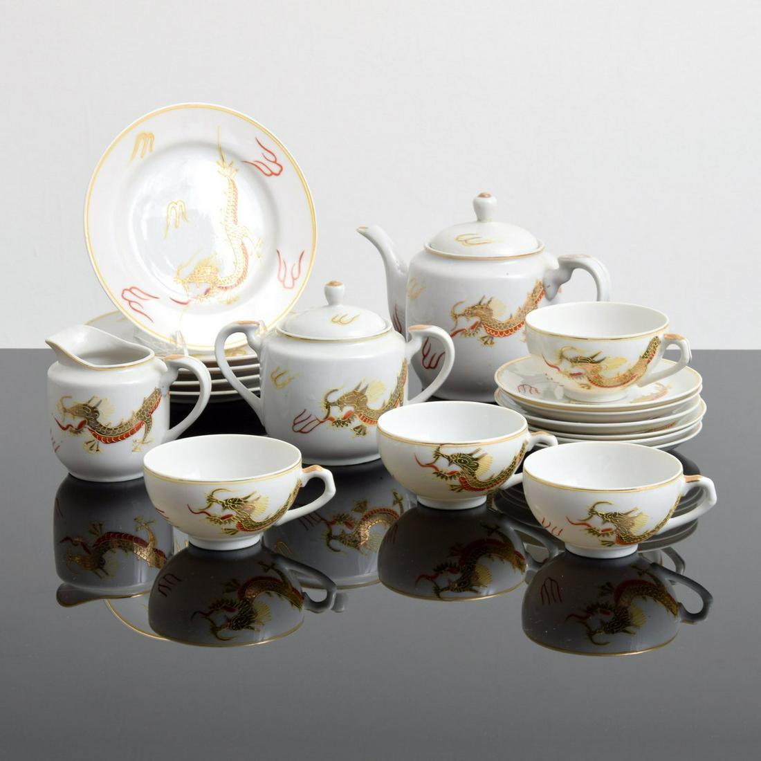 Kutani, Japan Lithophane Dragon Tea Set, 18 Pieces (1 of 11)