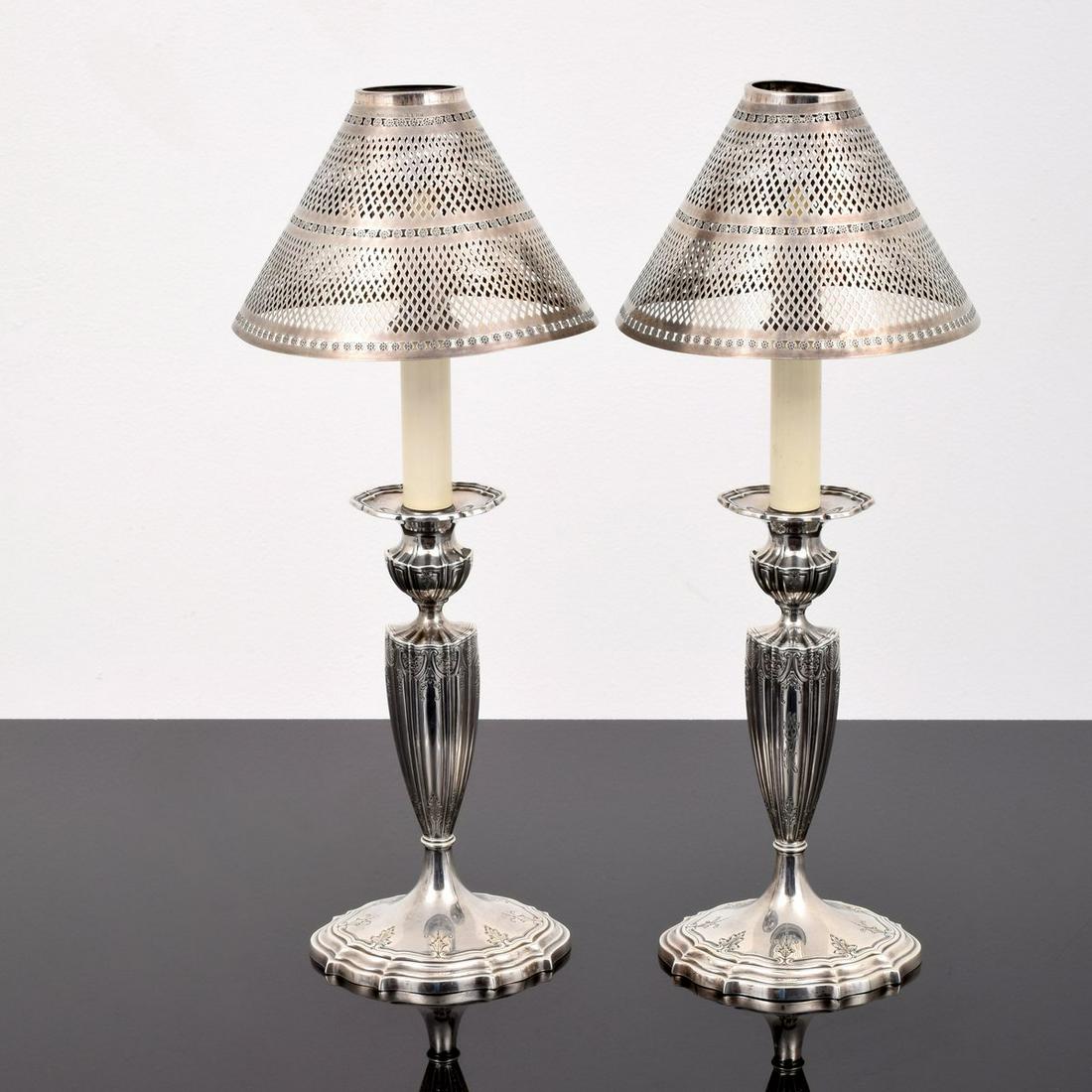 Pair of Grogan Co. Sterling Silver Candlestick Lamps (1 of 18)