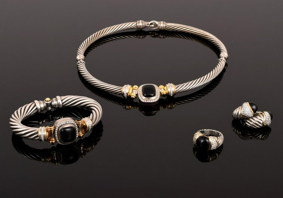 4-Pc. David Yurman 18K Gold, Diamond & Onyx Parure (1 of 20)