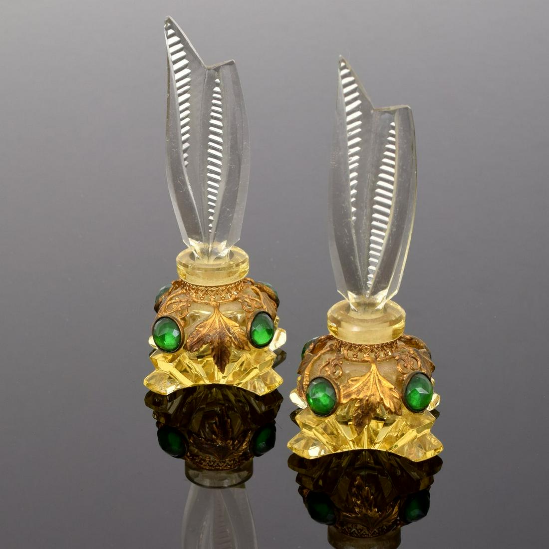 2 Czechoslovakian Crystal & Filigree Perfume Bottles (1 of 6)