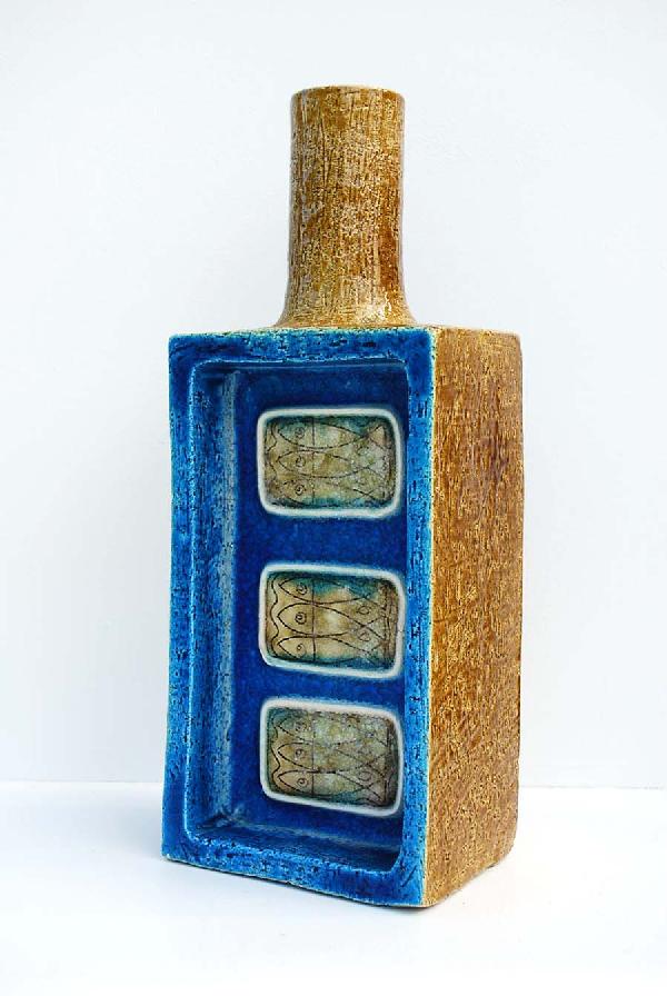 Large Bitossi Vase: Designer & Manufacturer: Bitossi; Raymor Country of Origin & Materials: Italy; Pottery Additional Information & Circa: Large Bitossi for Raymor vase, labels; Circa 1960's Dimensions: 14.25"H, 5.25"W,