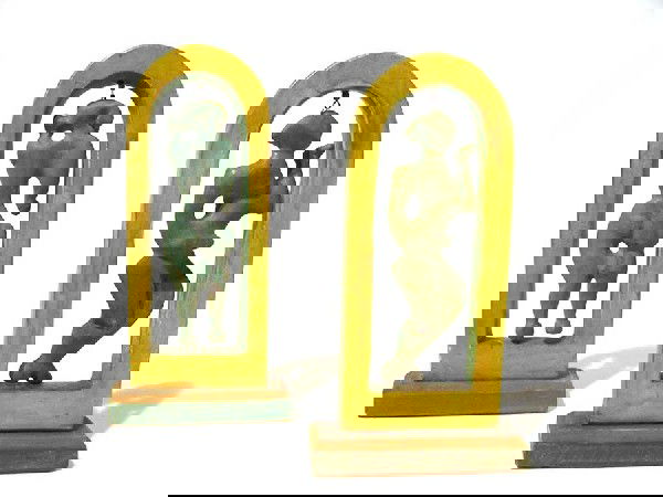 Robert Lohman Sculptures, Cranbrook: Designer & Manufacturer: Robert Lohman Country of Origin & Materials: USA; Wood, Metal Additional Information & Circa: Pair of modernist sculptures by Robert Lohman (American 1919-2001). Lohman studi