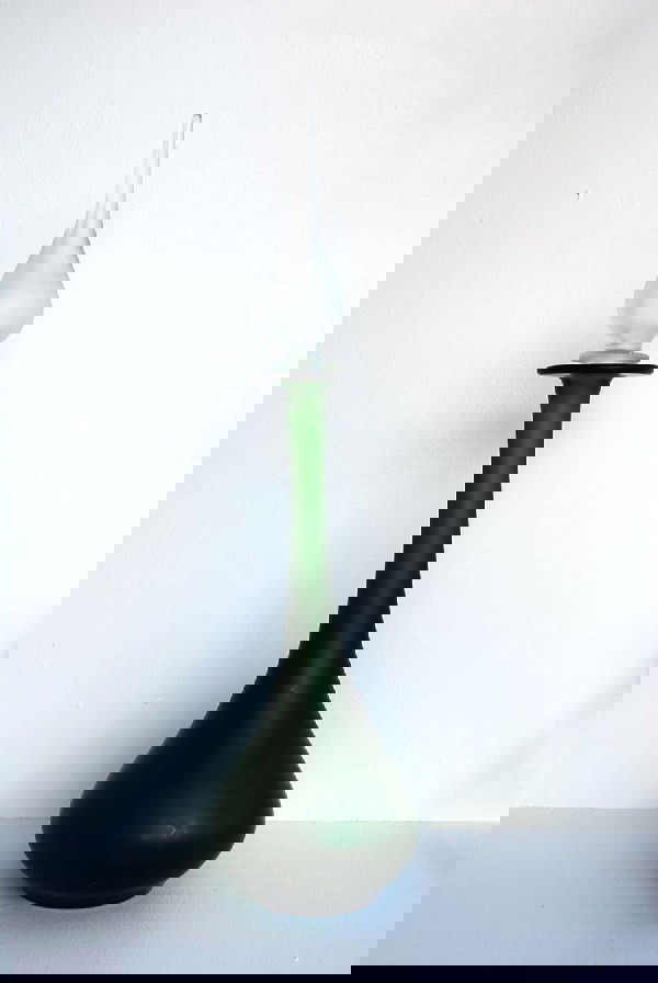 Large Carlo Moretti Style Decanter: Designer & Manufacturer: Style of Carlo Moretti Country of Origin & Materials: Italy; Blown Glass Additional Information & Circa: Large satin decanter in the style of Carlo Moretti, Murano, Italy; Ci